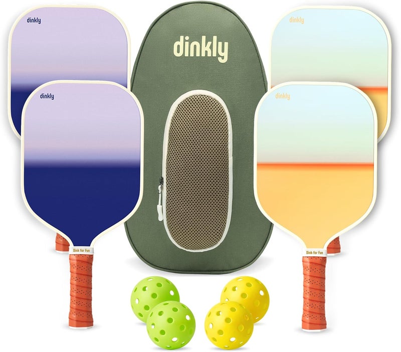 Dinkly Pickleball Paddles Set of 2/4- USAPA Approved Graphite/Fiberglass Pickleball Racket, 2 Pickleball Rackets, 4 Balls and 1 Portable Carry Bag, Aesthetic Pickle Ball Set for Men Women Beginners - Image 1